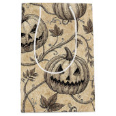 Oude Halloween Pompoen Wingerdpatroon Medium Cadeauzakje (Voorkant)