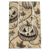 Oude Halloween Pompoen Wingerdpatroon Medium Cadeauzakje (Achterkant)