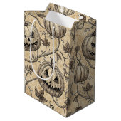 Oude Halloween Pompoen Wingerdpatroon Medium Cadeauzakje (Achterkant Gekanteld)