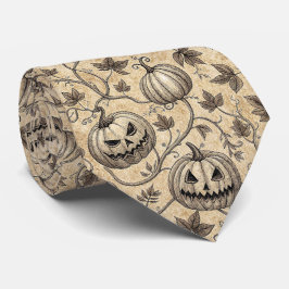 Oude Halloween Pompoen Wingerdpatroon Stropdas
