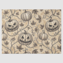 Oude Halloween Pompoen Wingerdpatroon Tissuepapier