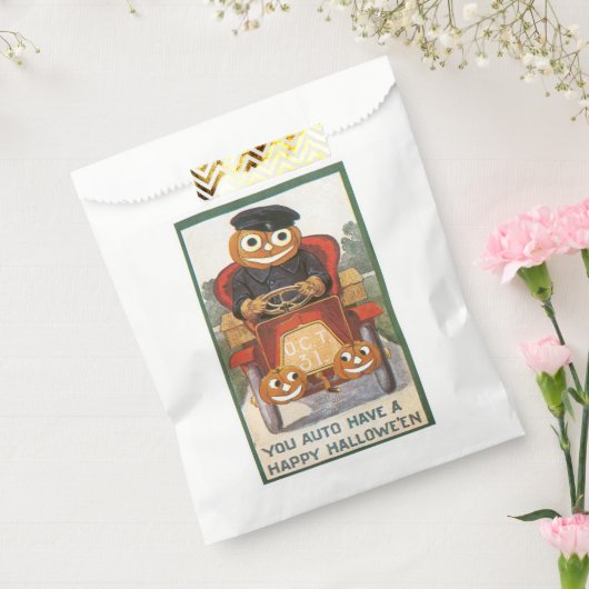 Oude halloween, pompoenchauffeur bedankzakje (Gezegeld)