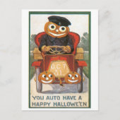 Oude halloween, pompoenchauffeur briefkaart (Voorkant)