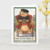 Oude halloween, pompoenchauffeur kaart (Gele Bloem)