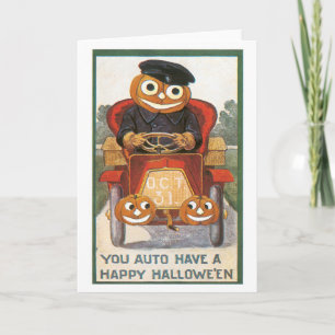 Oude halloween, pompoenchauffeur kaart