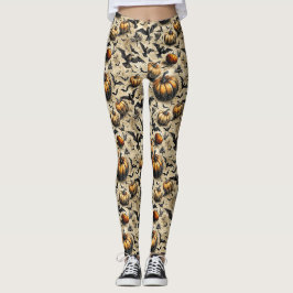 Oude Halloween Pompoenen Vleermuizen Kraaien Herfs Leggings