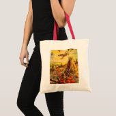 Oude Halloween pompoenveld met hooibergen Tote Bag (Voorkant (product))