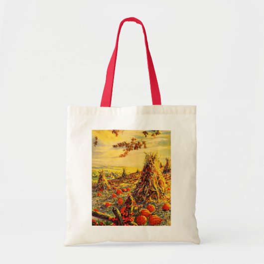 Oude Halloween pompoenveld met hooibergen Tote Bag (Voorkant)
