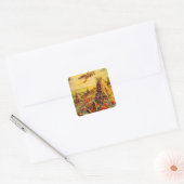 Oude Halloween pompoenveld met hooibergen Vierkante Sticker (Envelop)