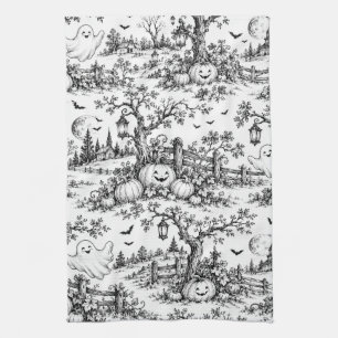 Oude Halloween Pompoenveld Toile Pretpatroon Theedoek