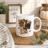 Oude Halloween-postzegelcollage Grote Koffiekop