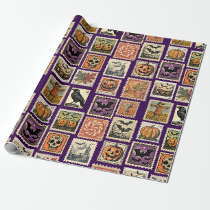 Oude Halloween-postzegels Inpakpapier
