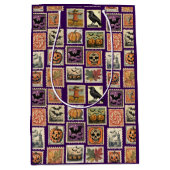Oude Halloween-postzegels Inpakpapier Medium Cadeauzakje (Voorkant)