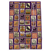 Oude Halloween-postzegels Inpakpapier Medium Cadeauzakje (Achterkant)
