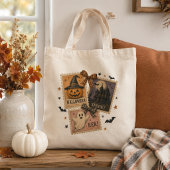 Oude Halloween-postzegercollage Tote Bag