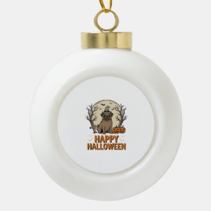 Oude Halloween Pug Hond Heksenhoed Shirt Ontwerp_1 Keramische Bal Ornament