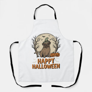 Oude Halloween Pug Hond Heksenhoed Shirt Ontwerp_1 Schort