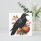 Oude Halloween Raaf & Pompoen Herfstbladeren Kaart (Staand voorkant)