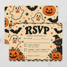 Oude Halloween RSVP-kaart | Spookachtige Geesten