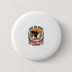 Oude Halloween Ruiter Bezemvrije Griezige Kunst_1 Ronde Button 5,7 Cm