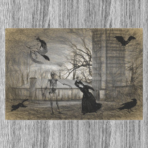 Oude Halloween-scène decoupage Ephemera Tissuepapier