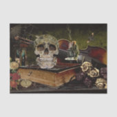 Oude Halloween-scène Decoupage Schedel Ephemera Tissuepapier (Voorkant)
