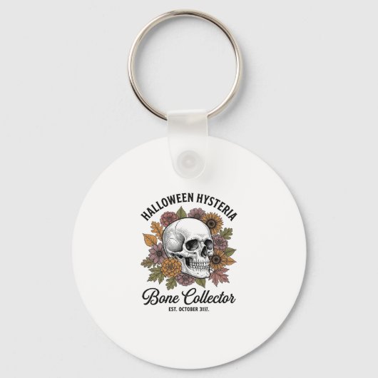 Oude Halloween Schedel Bot Collector Shirt Ontwerp Sleutelhanger (Voorkant)