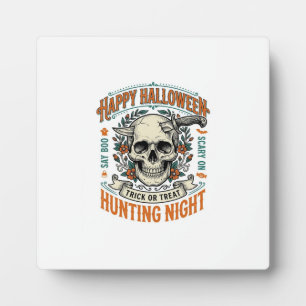 Oude Halloween Schedel Trick or Treat T-shirt ontw Fotoplaat