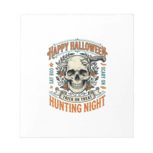 Oude Halloween Schedel Trick or Treat T-shirt ontw Notitieblok