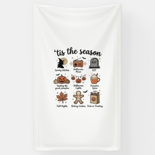 Oude Halloween Seizoen Checklist Shirt Ontwerp_1 Spandoek (Verticaal)