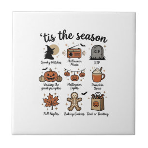 Oude Halloween Seizoen Checklist Shirt Ontwerp_1 Tegeltje