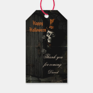 Oude Halloween-skelet Cadeaulabel