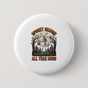 Oude Halloween-skelet Griezelig Seizoen Witte Shi Ronde Button 5,7 Cm