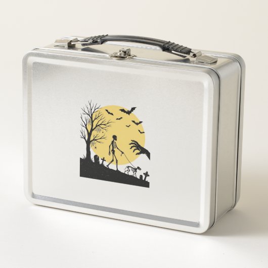 Oude Halloween Skelet Hond Maan Vector Design_ (Voorkant)