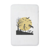 Oude Halloween Skelet Hond Maan Vector Design_ Badmat (Voorkant Verticaal)