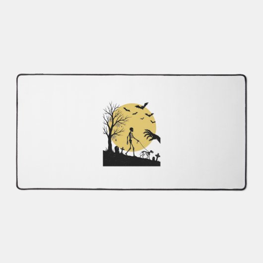 Oude Halloween Skelet Hond Maan Vector Design_ Bureaumat (Voorkant)