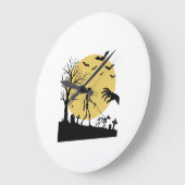 Oude Halloween Skelet Hond Maan Vector Design_ Grote Klok (Hoek)