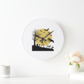 Oude Halloween Skelet Hond Maan Vector Design_ Grote Klok (Huis)