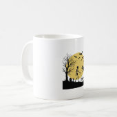 Oude Halloween Skelet Hond Maan Vector Design_ Koffiemok (Voorkant links)