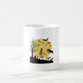 Oude Halloween Skelet Hond Maan Vector Design_ Koffiemok (Center)