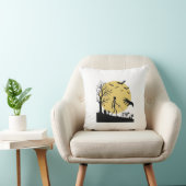 Oude Halloween Skelet Hond Maan Vector Design_ Kussen (Stoel)