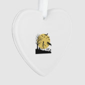 Oude Halloween Skelet Hond Maan Vector Design_ Ornament (voorkant)