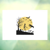 Oude Halloween Skelet Hond Maan Vector Design_ Raamsticker (Vel 3)