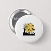 Oude Halloween Skelet Hond Maan Vector Design_ Ronde Button 5,7 Cm (Voorkant /achterkant)