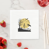 Oude Halloween Skelet Hond Maan Vector Design_ Servet (Insitu)