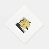 Oude Halloween Skelet Hond Maan Vector Design_ Servet (Hoek)