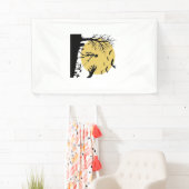 Oude Halloween Skelet Hond Maan Vector Design_ Spandoek (Insitu)