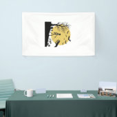 Oude Halloween Skelet Hond Maan Vector Design_ Spandoek (Beurs)