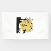Oude Halloween Skelet Hond Maan Vector Design_ Spandoek (Horizontaal)