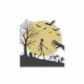 Oude Halloween Skelet Hond Maan Vector Design_ Sticker (Voorkant)